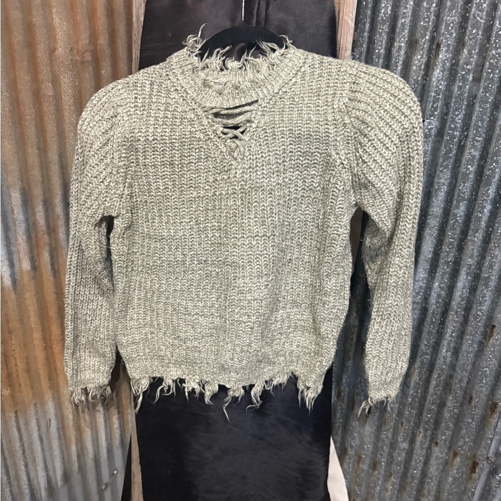 Daytrip Girls - Strappy Destructed Sweater in Vetiver